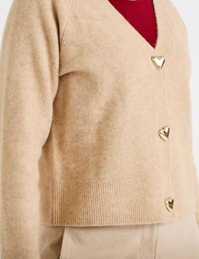 Gilet boutons coeur beige femme