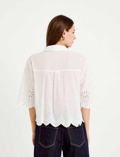 Chemise droite col classique manches 3/4 ecru femme