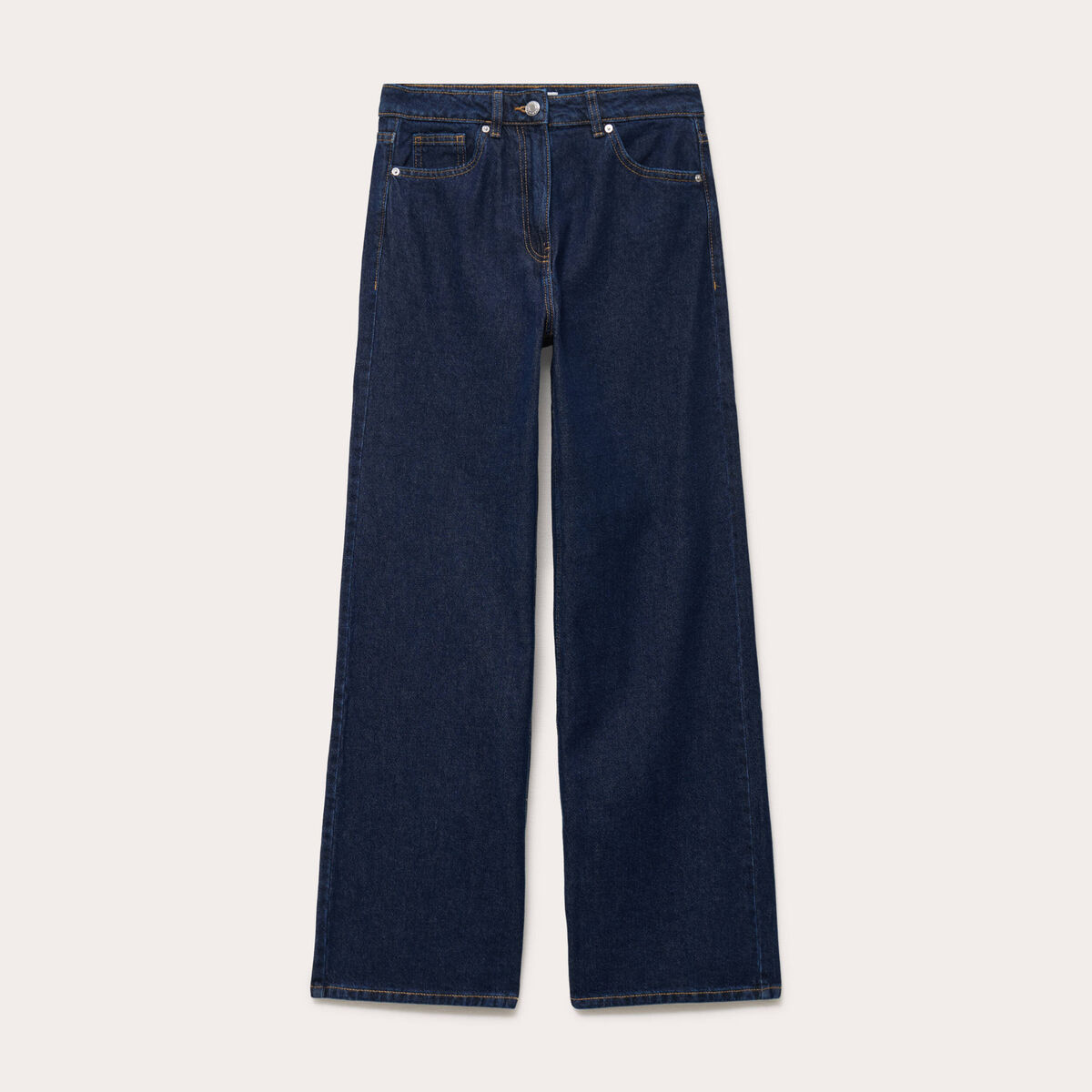 Jeans wide leg taille haute denim blue black femme