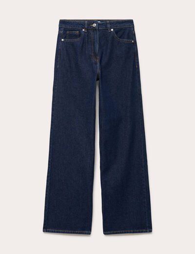 Jeans wide leg taille haute denim blue black femme