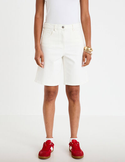 Bermuda en jean denim blanc femme