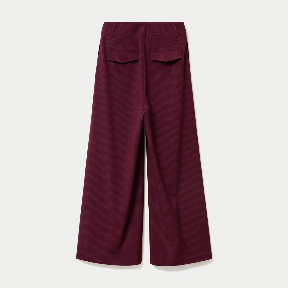 Pantalon large &agrave; pinces bordeaux femme