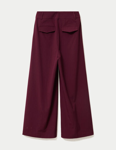 Pantalon large &agrave; pinces bordeaux femme