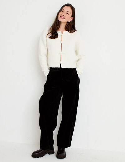 Pantalon chino en velours noir femme