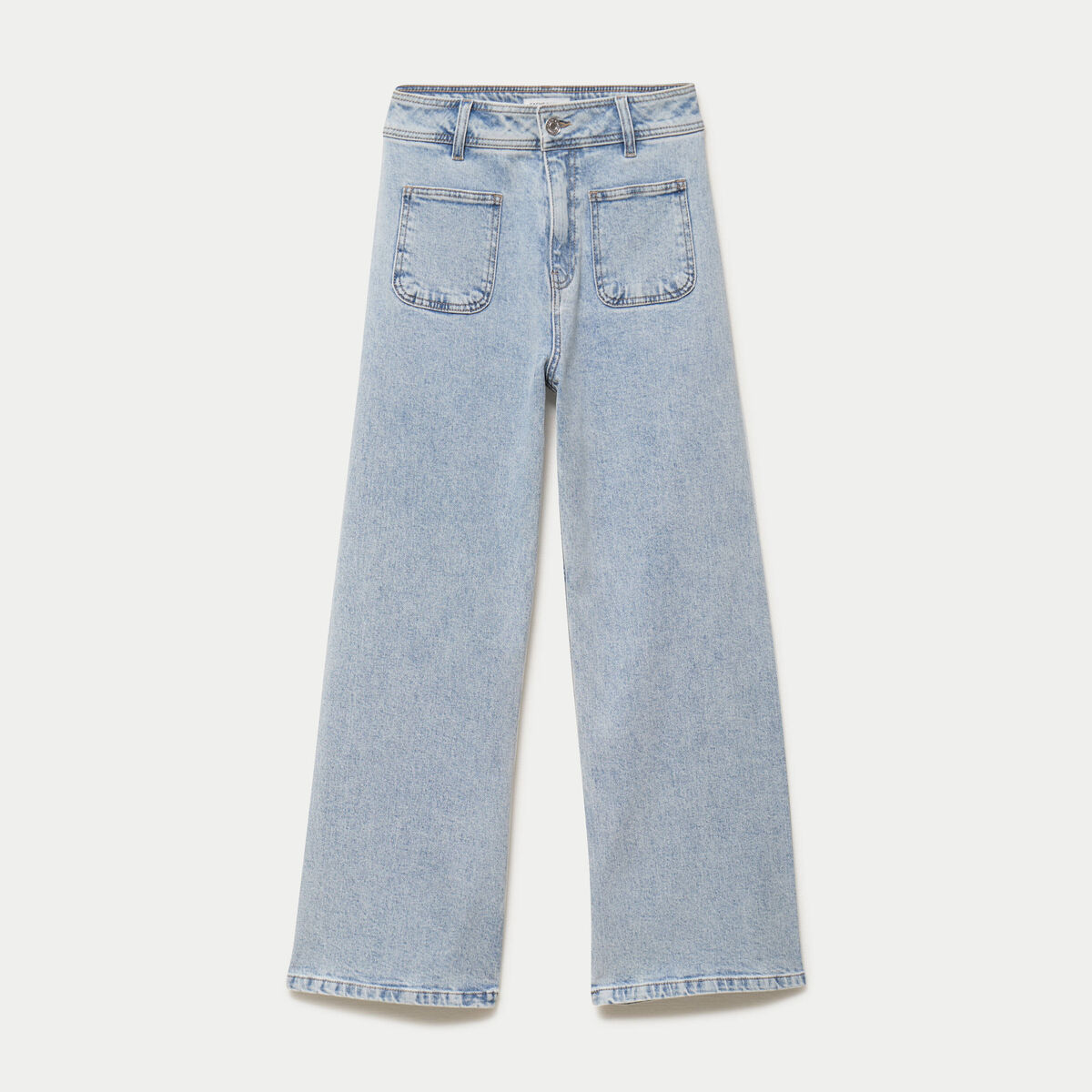 Jean wide leg cropped taille haute denim triple stone femme
