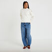 Pull col montant manches longues ecru femme