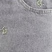 Jean wide leg taille haute brod&eacute; denim gris femme