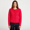 Gilet col rond manches longues rouge femme