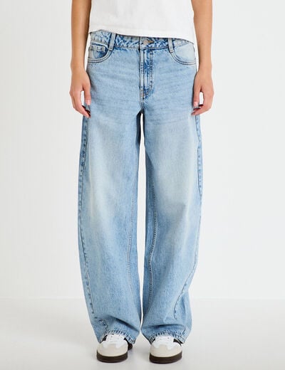 Jean barrel taille haute denim triple stone femme