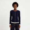 Top col rond manches longues bleu marine femme