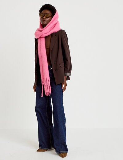 Blazer ajust&eacute; manches longues marron fonc&eacute; femme