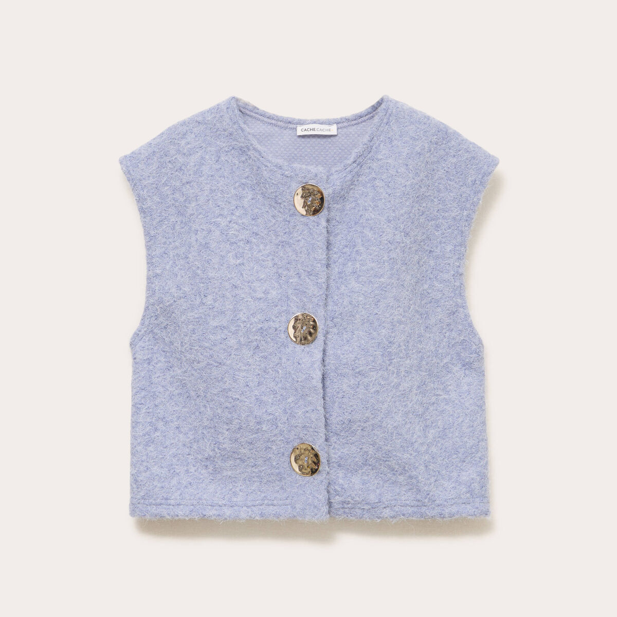 Gilet sans manches effet polaire bleu gris femme