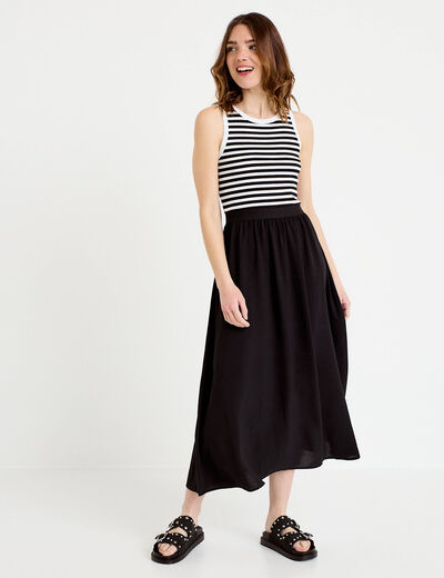 Robe longue effet 2-en-1 bleu marine femme