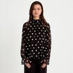 Blouse droite voile manches longues noir femme