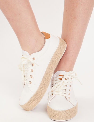 Baskets espadrilles plates ecru femme
