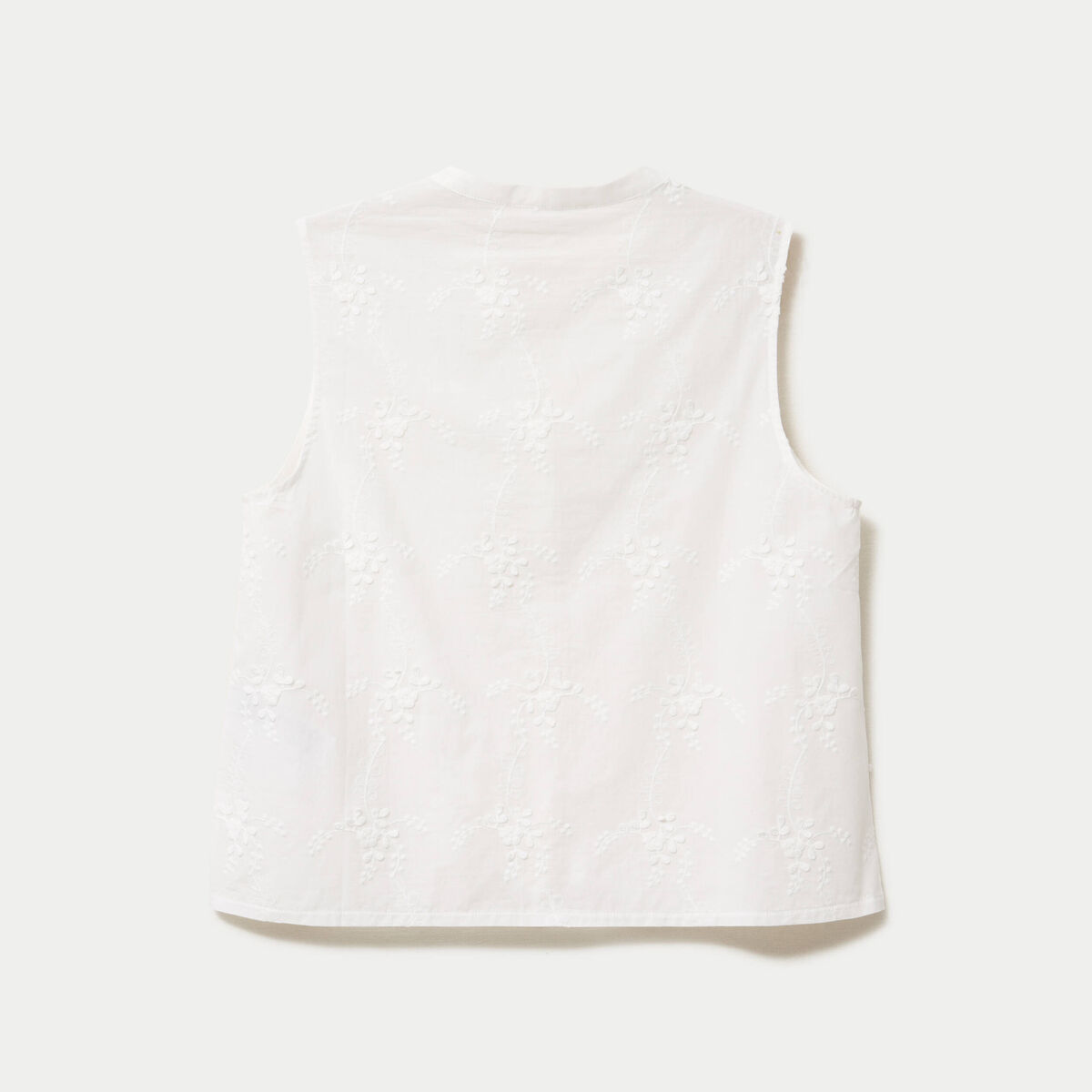Chemise droite sans manches &agrave; relief ecru femme