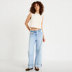 Gilet sans manches col am&eacute;ricain ecru femme