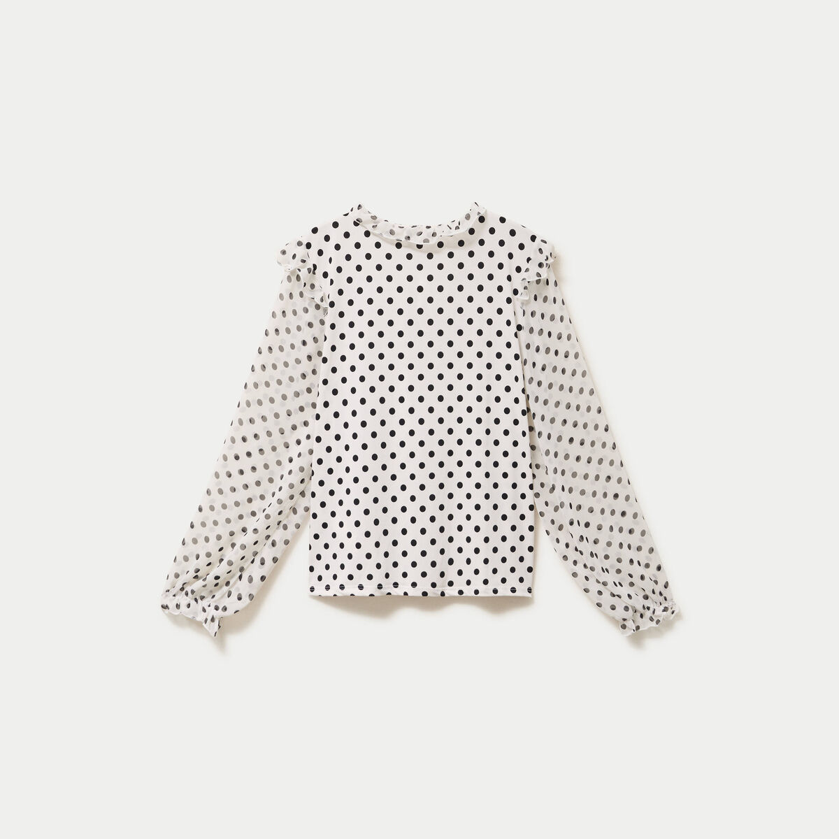 Blouse droite voile manches longues blanc femme