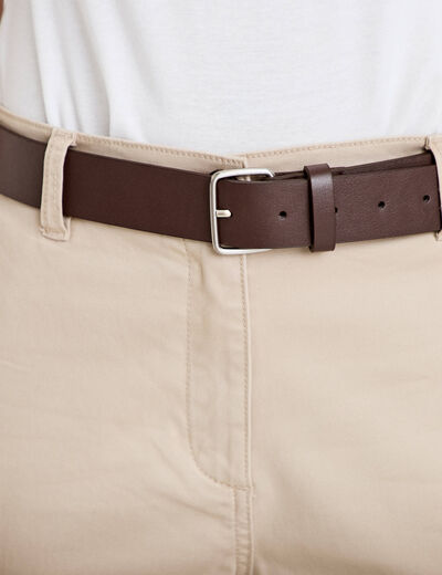 Pantalon chino avec ceinture amovible beige femme