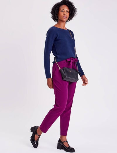 Pull avec boutons bleu marine femme