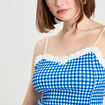 D&eacute;bardeur cropped bretelles bleu electrique femme