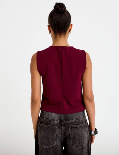 Gilet sans manches col rond bordeaux femme