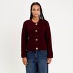 Gilet manches longues violet fonc&eacute; femme