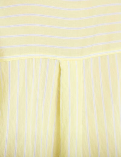 Chemise ample pliss&eacute;e manches courtes jaune femme