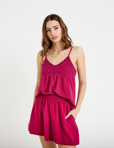 Short fluide regular rouge femme