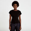 Top ajust&eacute; col rond manches courtes noir femme