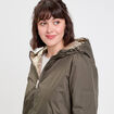 Parka &agrave; capuche r&eacute;versible vert kaki femme