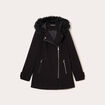 Manteau droit avec capuche noir femme