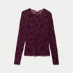 T-shirt ajust&eacute; manches longues prune femme