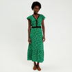 Robe longue &eacute;vas&eacute;e en dentelle col v vert femme