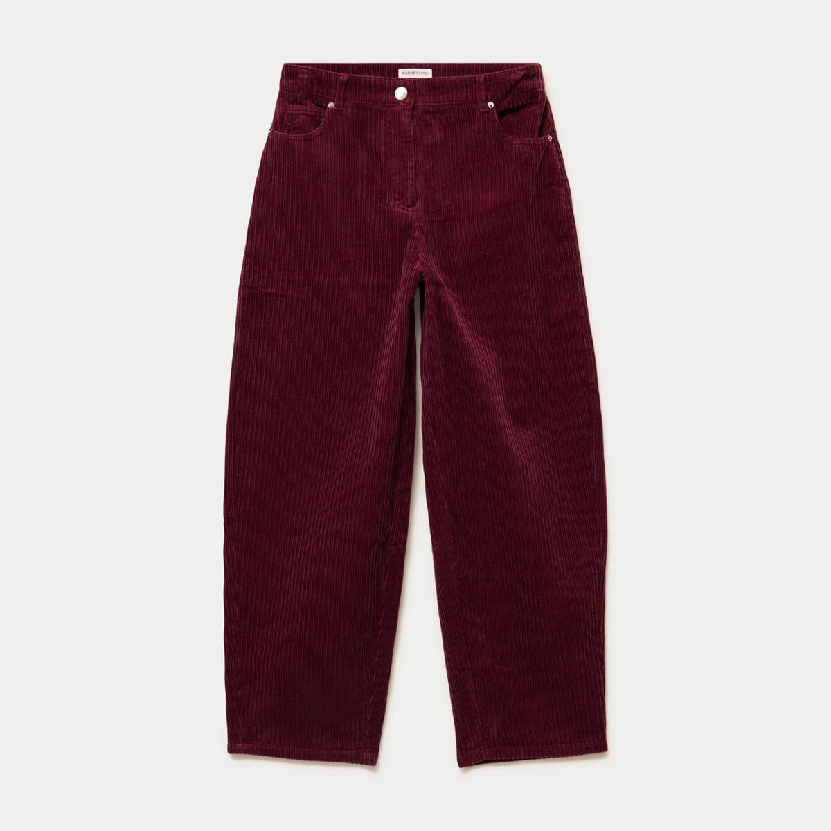 Pantalon large en velours bordeaux femme