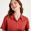 Chemise droite courte col classique vieux rose femme
