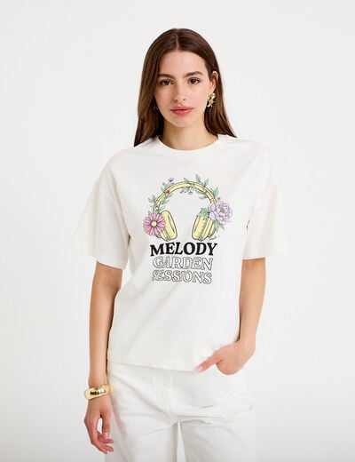 T-shirt oversize manches courtes blanc femme