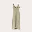 Robe longue &eacute;vas&eacute;e fendue vert kaki femme