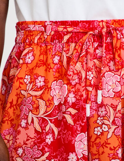 Jupe longue &eacute;vas&eacute;e satin&eacute;e rouge femme