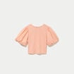 Blouse effet boule manches courtes orange femme