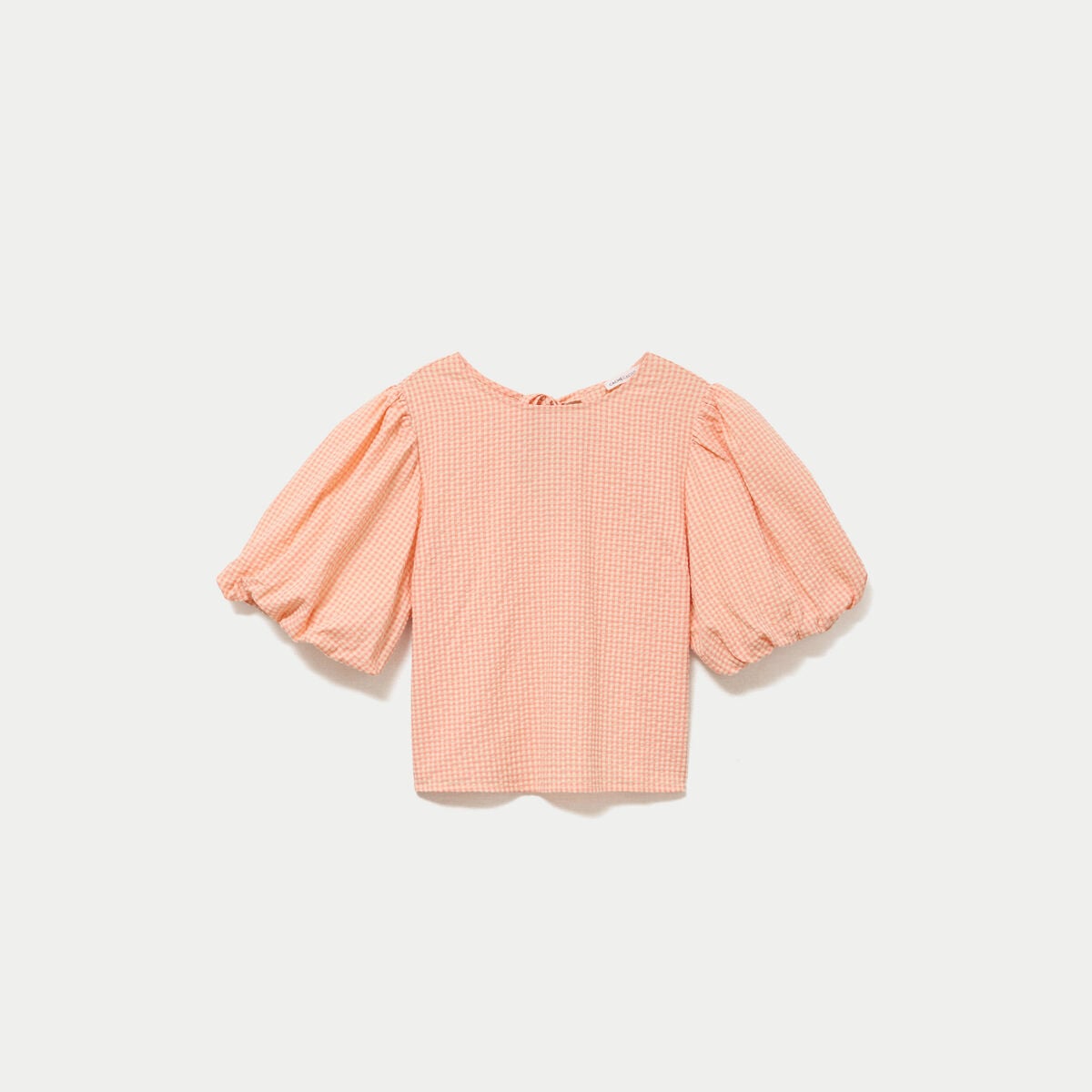 Blouse effet boule manches courtes orange femme