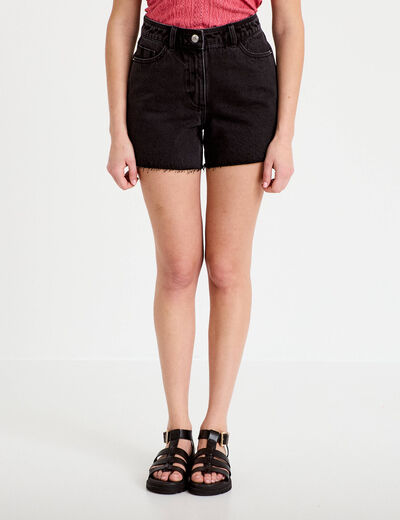 Short en jean 5 poches denim noir femme