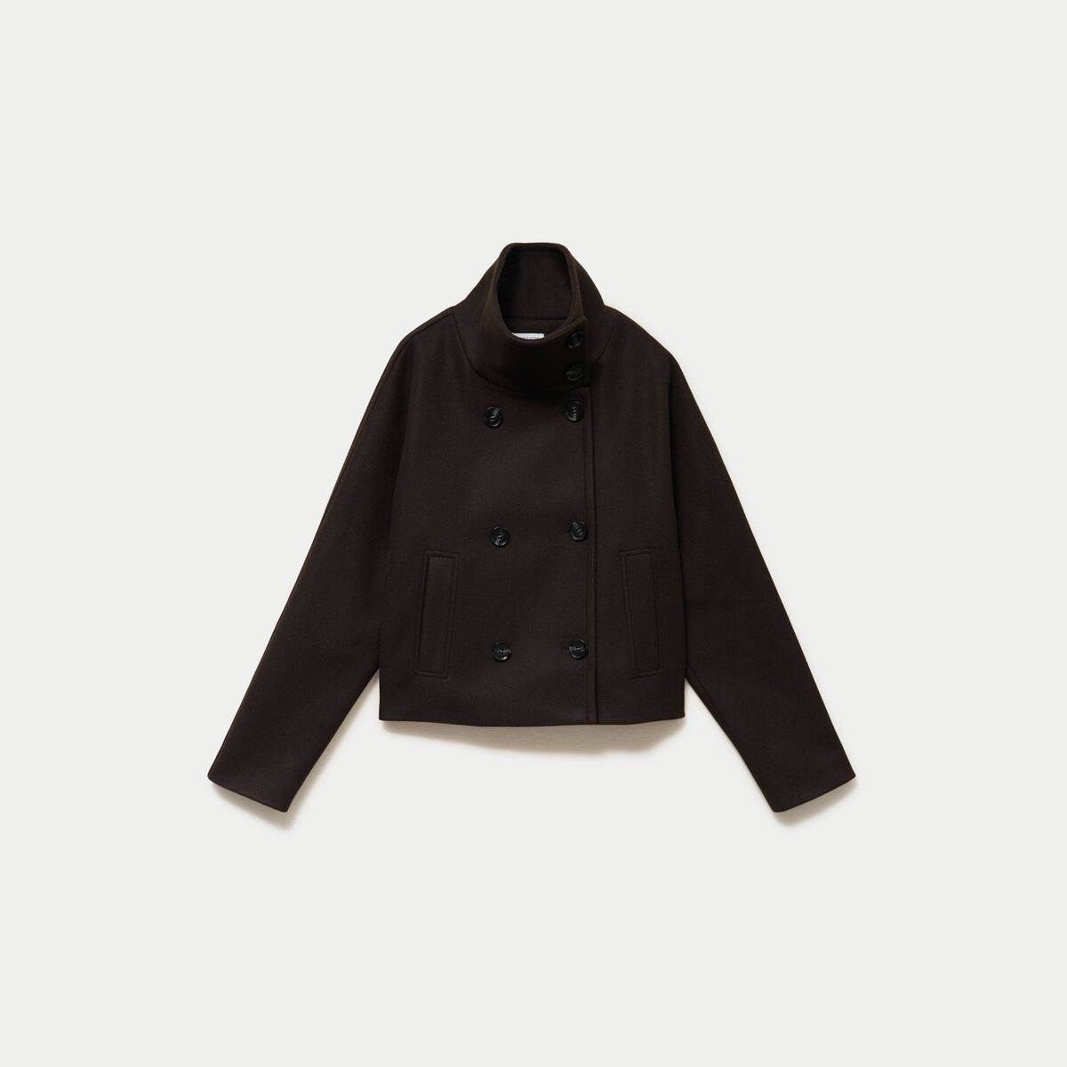 Caban court col montant marron fonc&eacute; femme