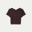 Crop top sans couture col rond marron fonc&eacute; femme