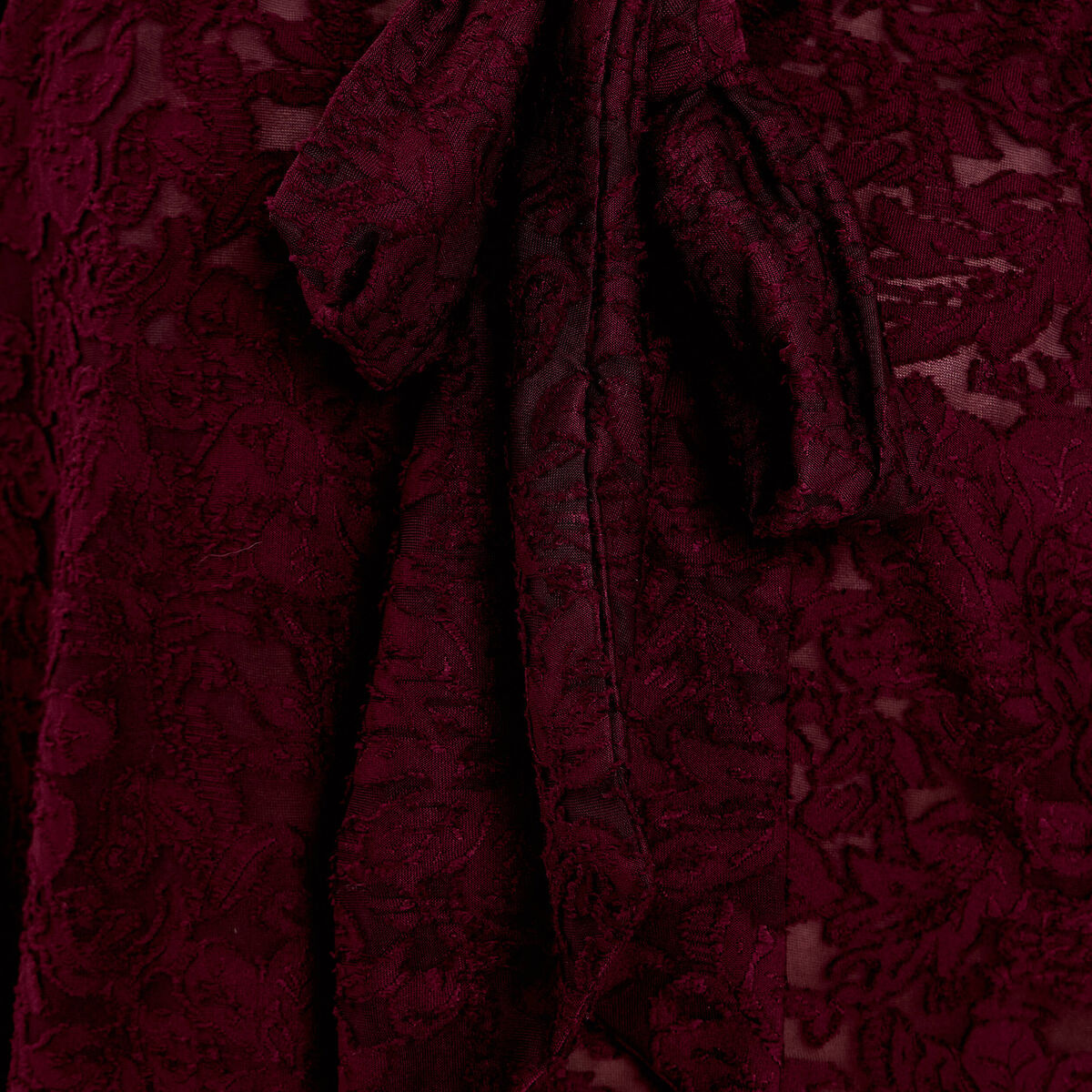 Blouse col lavalli&egrave;re bordeaux femme