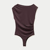 Body ajust&eacute; d&eacute;collet&eacute; sans manches marron fonc&eacute; femme