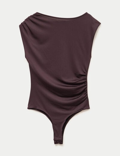 Body ajust&eacute; d&eacute;collet&eacute; sans manches marron fonc&eacute; femme