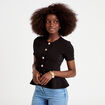 Top cintr&eacute; p&eacute;plum noir femme
