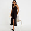 Robe longue &eacute;vas&eacute;e fendue noir femme