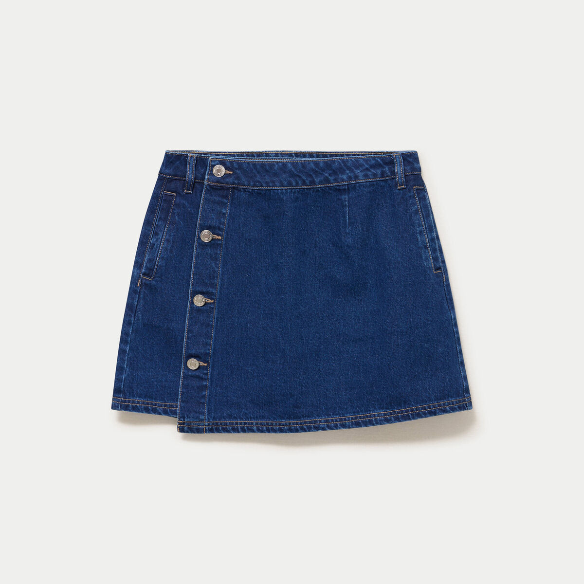 Jupe droite courte en jean denim double stone femme